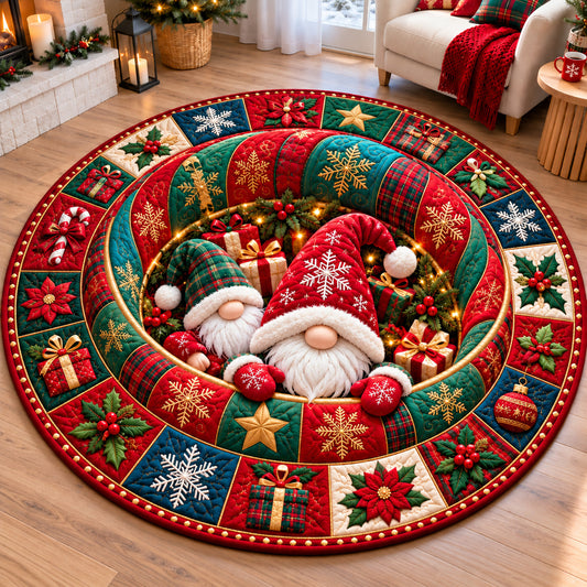 Christmas Gnome Forest Quilted Round Mat GFTONPT1531