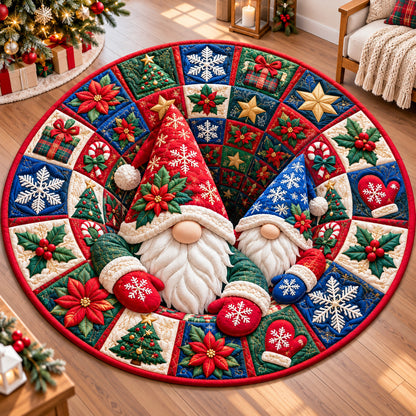 Christmas Gnome Gathering Quilted Round Mat GFTONPT1533
