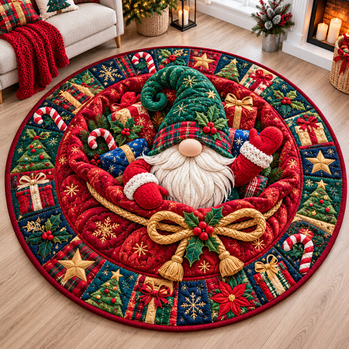 Christmas Gnome Festival Quilted Round Mat GFTONPT1534