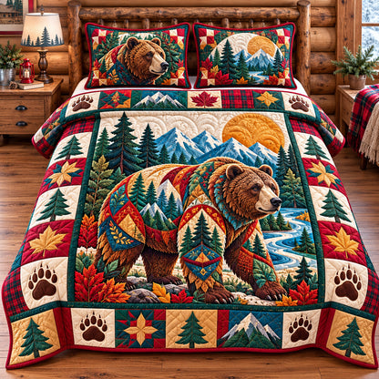 Rustic Bear Wilderness 3-Piece Quilted Bedding Set GFTONPT1560