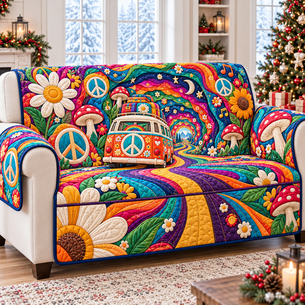 Hippie Van Journey Quilted Sofa Cover GFTONPT1569