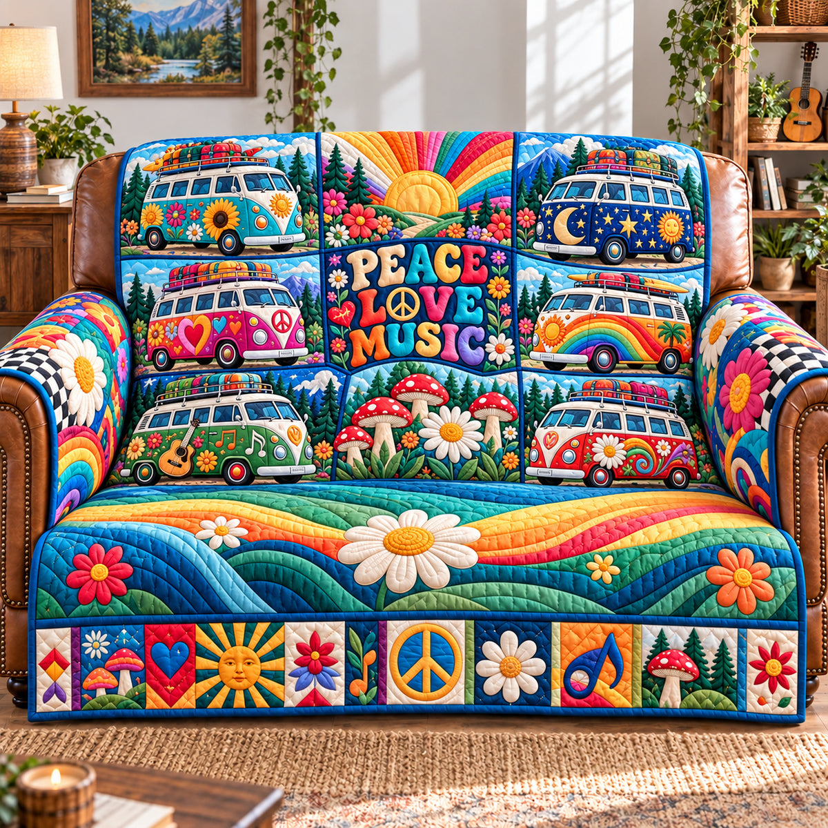 Hippie Van Getaway Quilted Sofa Cover GFTONPT1570