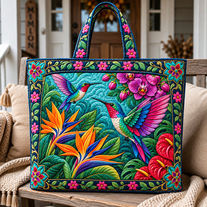 Hummingbird Floral Dance Quilted Tote Bag GFTONPT1572
