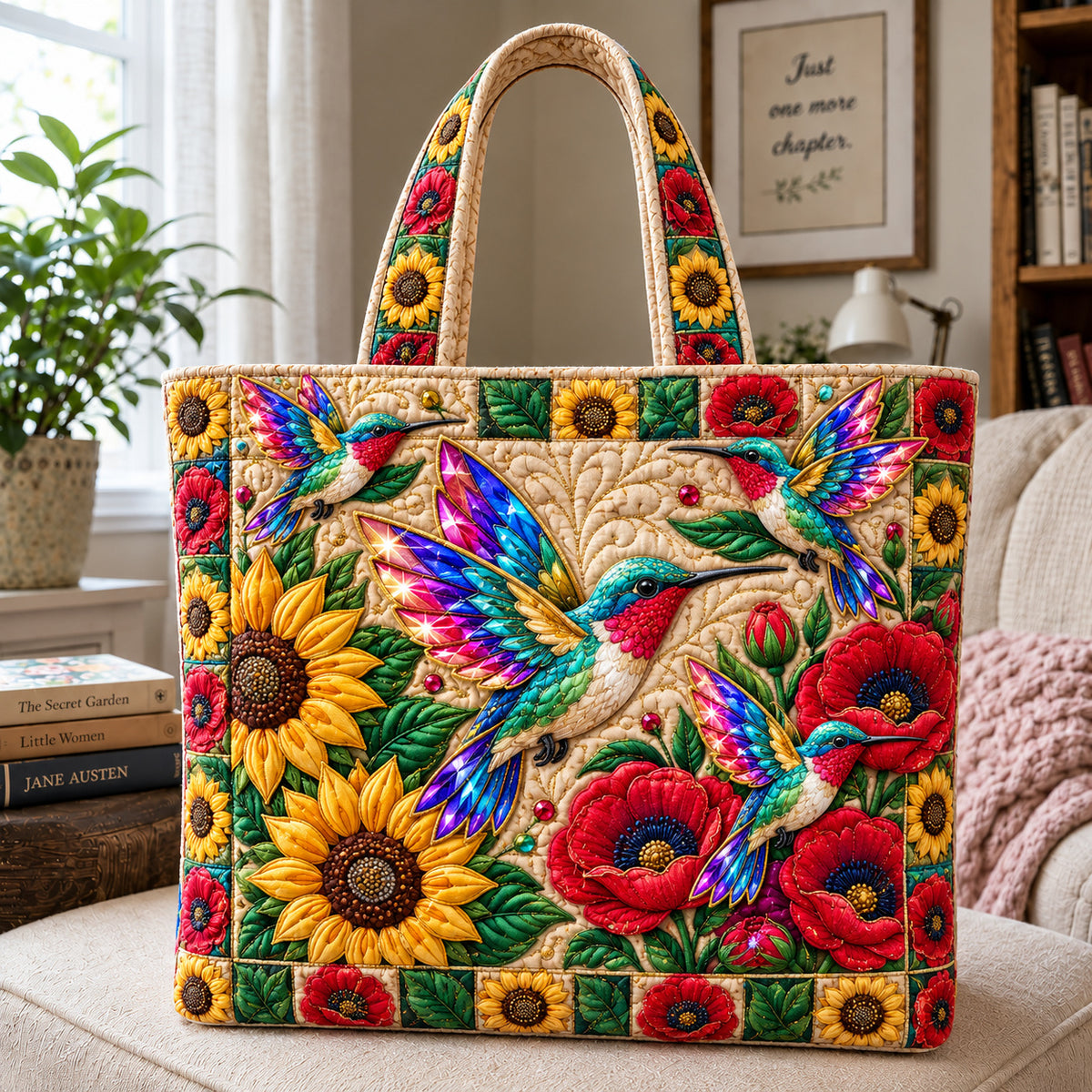 Hummingbird Blossom Paradise Quilted Tote Bag GFTONPT1574
