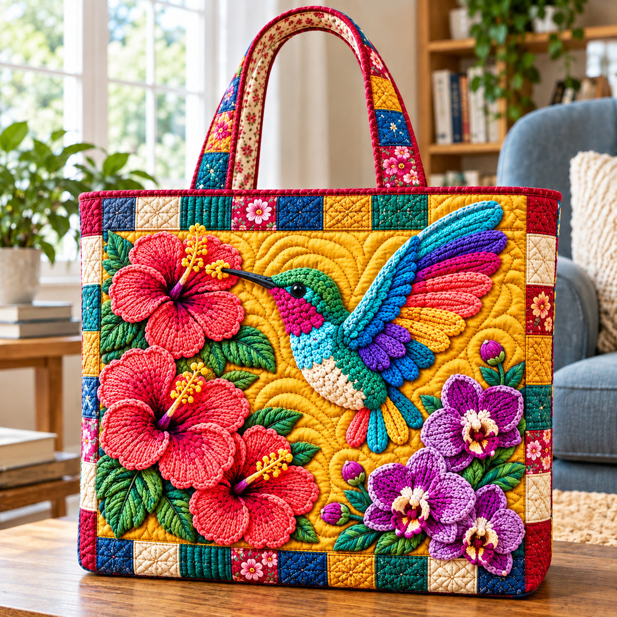 Hummingbird Meadow Grace Quilted Tote Bag GFTONPT1575