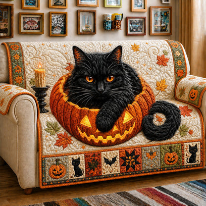 Black Cat Secret Quilted Sofa Cover GFTONPT160