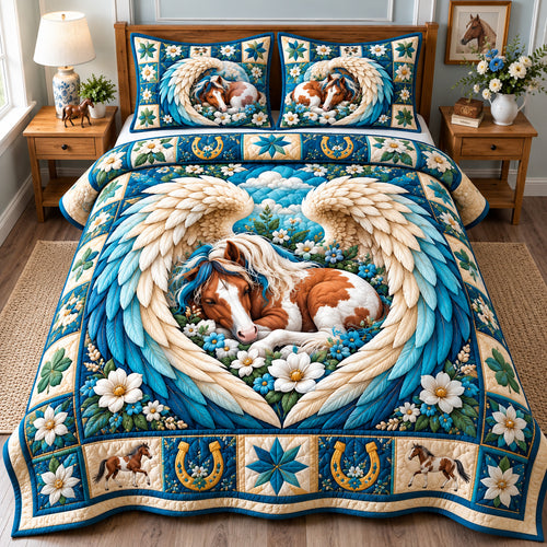 Horse Western Freedom 3-Piece Quilted Bedding Set GFTONPT1608