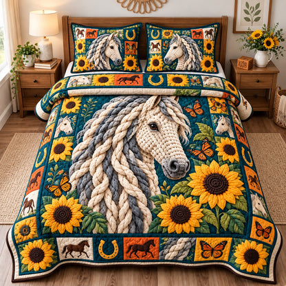 Horse Rustic Journey 3-Piece Quilted Bedding Set GFTONPT1610