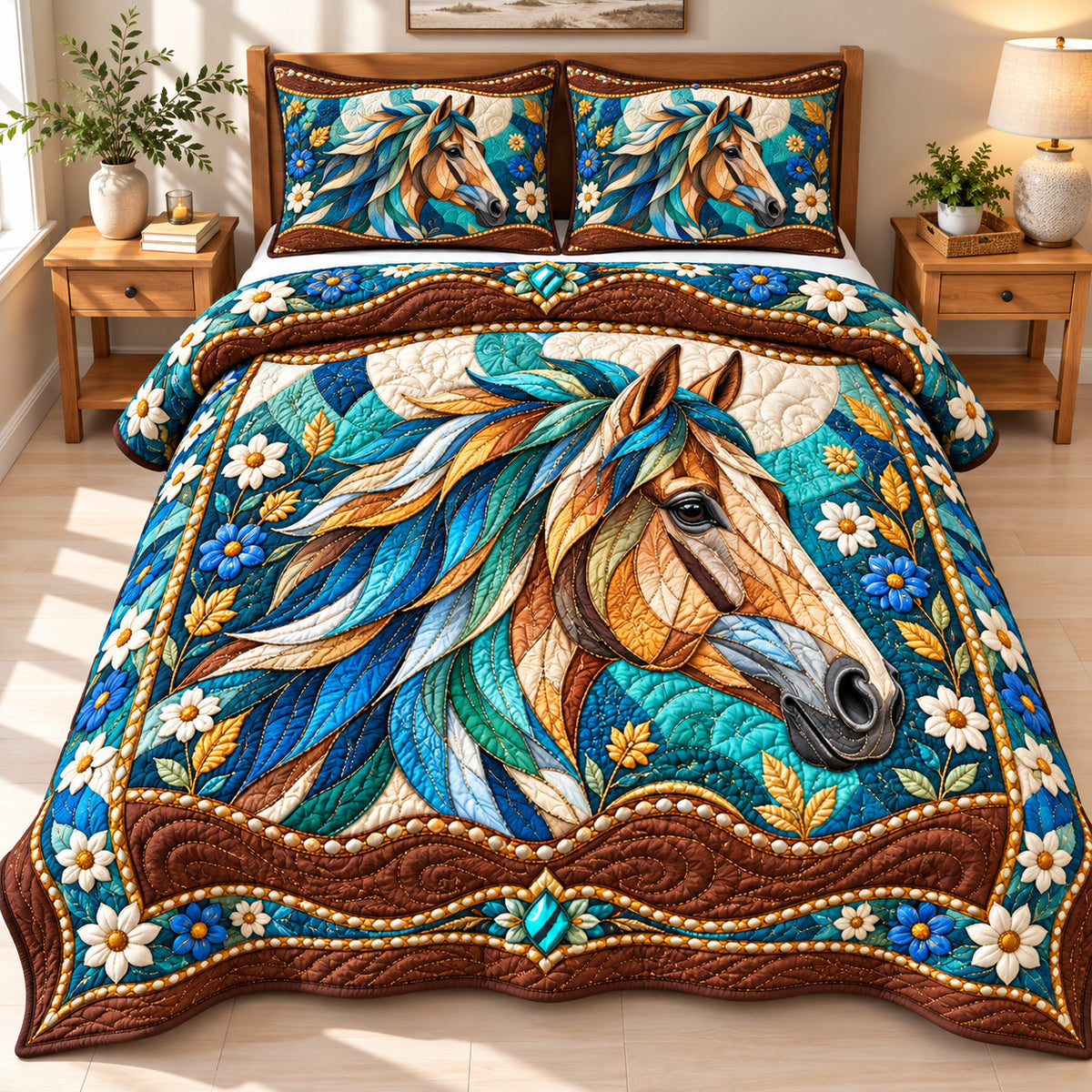 Horse Wild Beauty 3-Piece Quilted Bedding Set GFTONPT1611