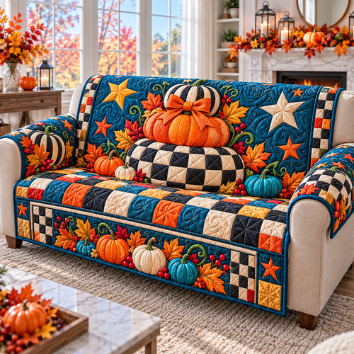 Pumpkin Rustic Patch Quilted Sofa Cover GFTONPT1617