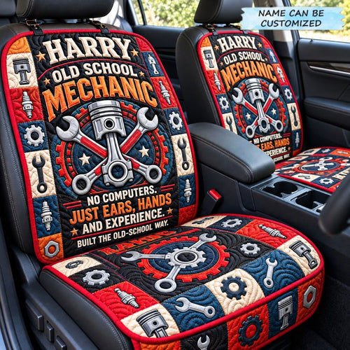 Personalized Mechanic Garage Life Quilted Car Seat Protector QTCUZ GFTONPT1625