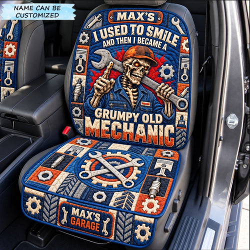Personalized Mechanic Gear Works Quilted Car Seat Protector QTCUZ GFTONPT1628