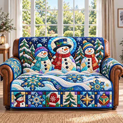 Snowman Winter Wishing Quilted Sofa Cover GFTONPT1657