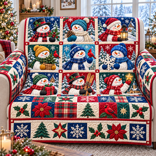 Snowman Arctic Charm Quilted Sofa Cover GFTONPT1658