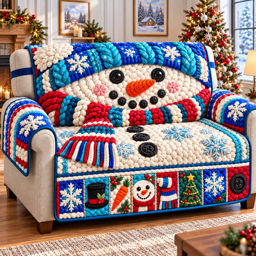 Snowman Christmas Glow Quilted Sofa Cover GFTONPT1660