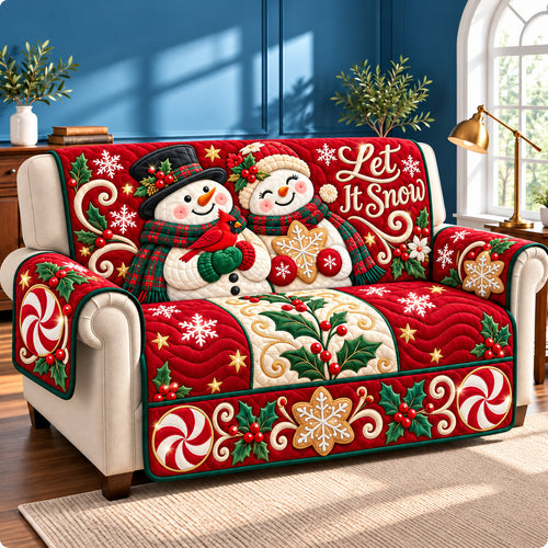 Snowman Winter Delight Quilted Sofa Cover GFTONPT1661