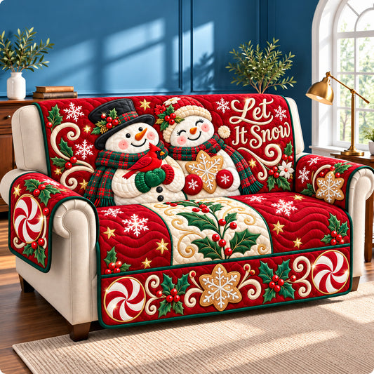 Snowman Winter Delight Quilted Sofa Cover GFTONPT1661