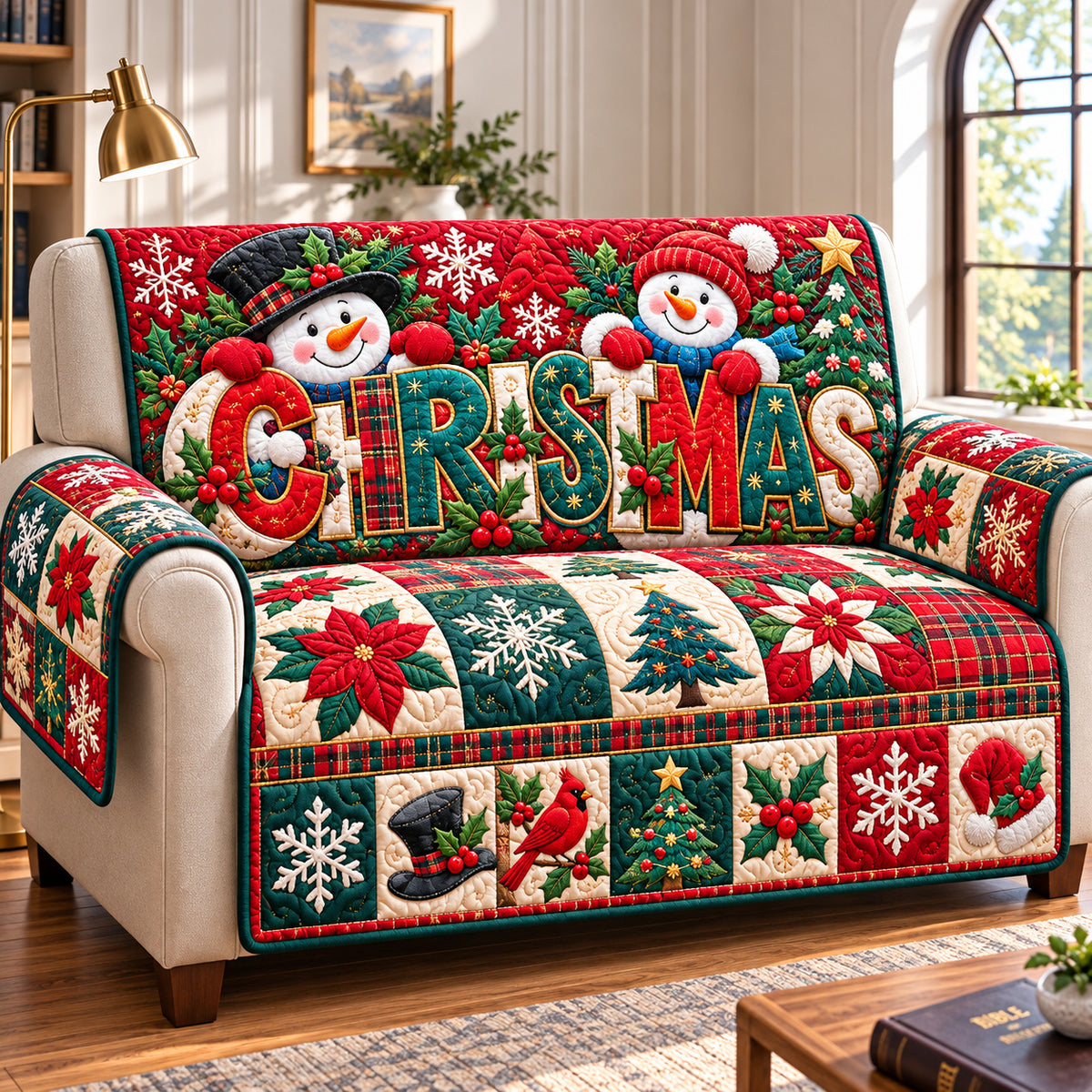 Snowman Winter Cheer Quilted Sofa Cover GFTONPT1662