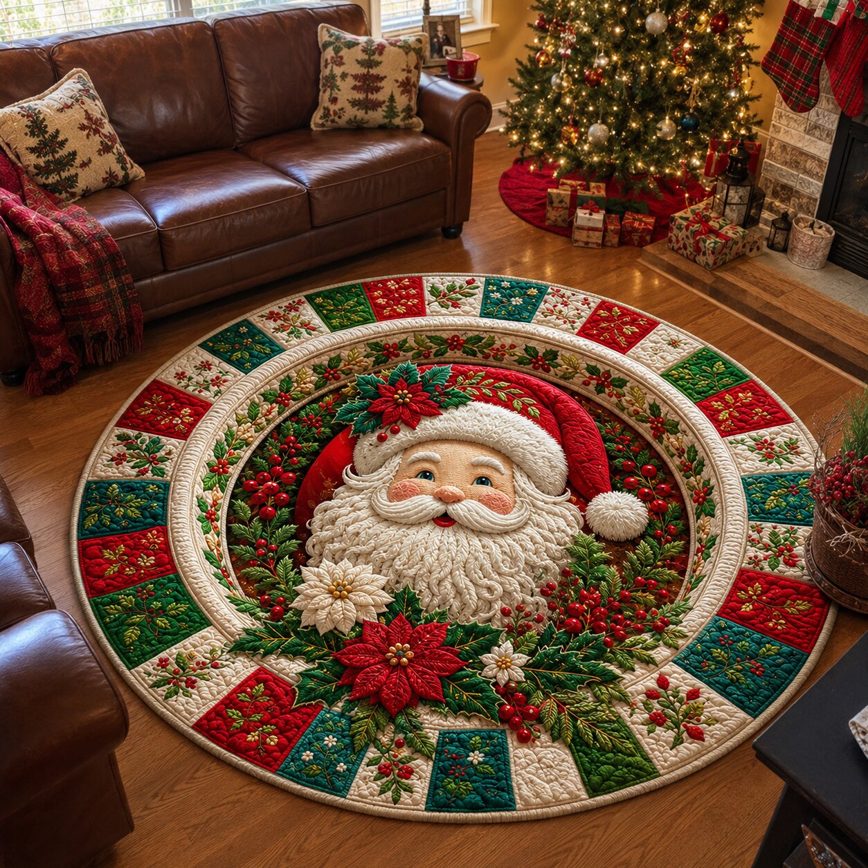 Santa Claus Journey Quilted Round Mat GFTONPT169