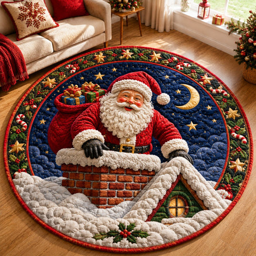 Santa Claus Delivery Quilted Round Mat GFTONPT171