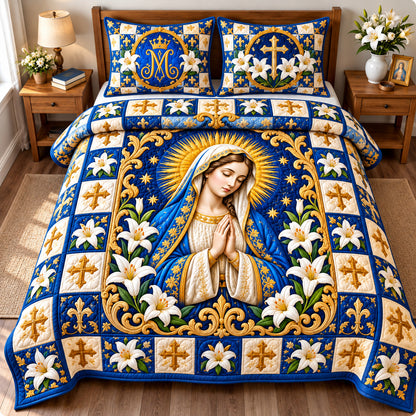 Virgin Mary Light 3-Piece Quilted Bedding Set GFTONPT1712
