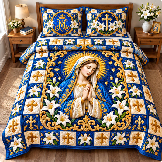 Virgin Mary Light 3-Piece Quilted Bedding Set GFTONPT1712