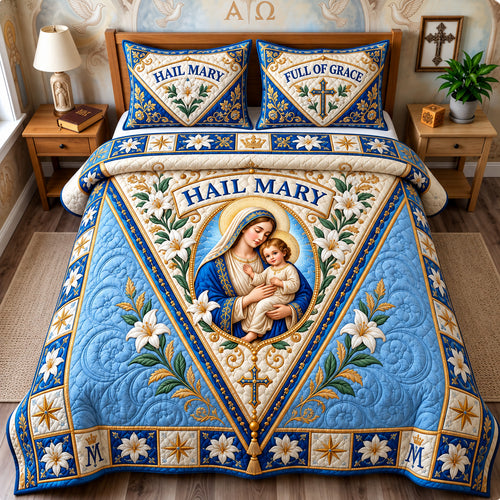 Virgin Mary Prayer 3-Piece Quilted Bedding Set GFTONPT1713