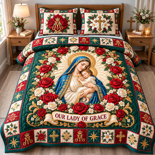 Virgin Mary Serenity 3-Piece Quilted Bedding Set GFTONPT1714