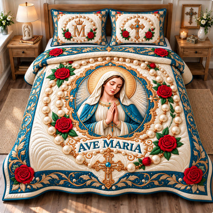 Virgin Mary Radiance 3-Piece Quilted Bedding Set GFTONPT1716