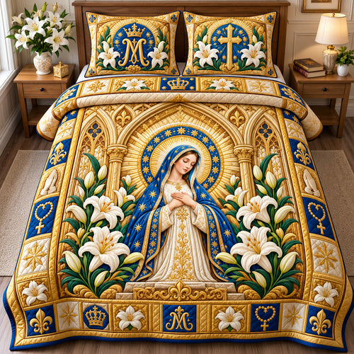 Virgin Mary Miracles 3-Piece Quilted Bedding Set GFTONPT1717