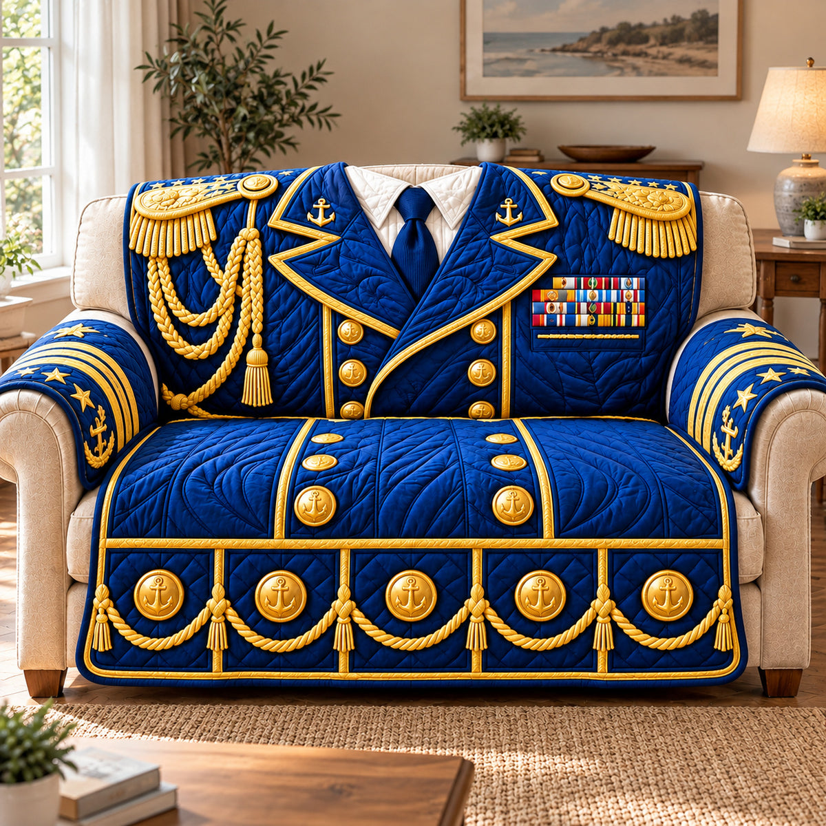Navy Veteran Honor Quilted Sofa Cover GFTONPT1719