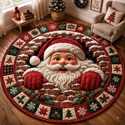 Santa Claus Red Quilted Round Mat GFTONPT172