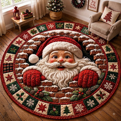 Santa Claus Red Quilted Round Mat GFTONPT172