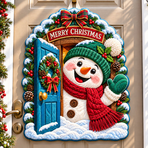 Snowman Jolly Frost Custom Shape Quilted Door Hanger GFTONPT1729