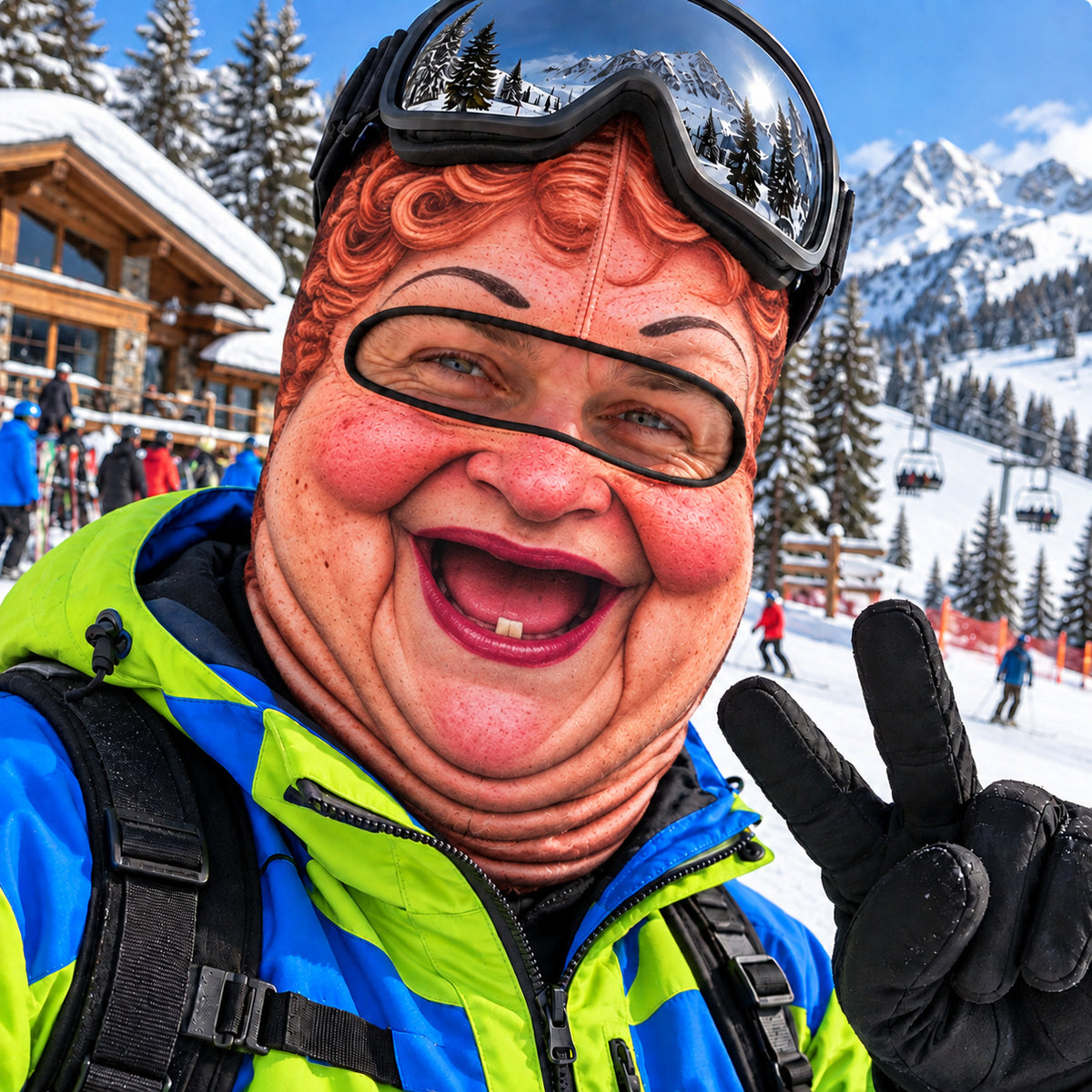 Skiing Spirit Funny Face Mask GFTONPT1758