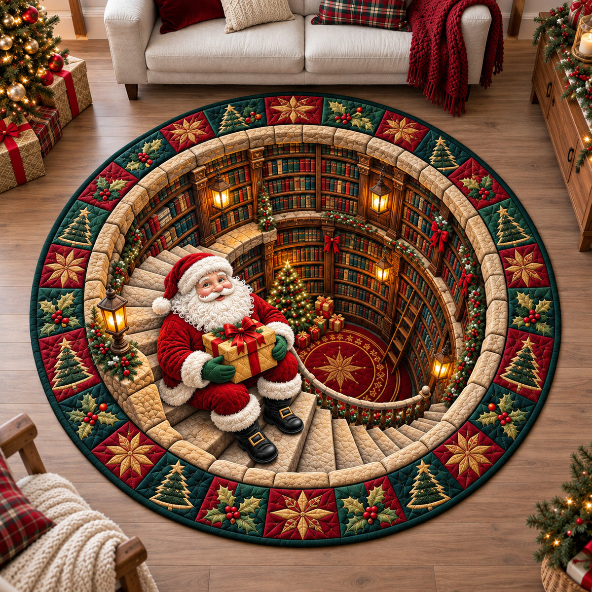 Santa Claus Spirits Quilted Round Mat GFTONPT1739