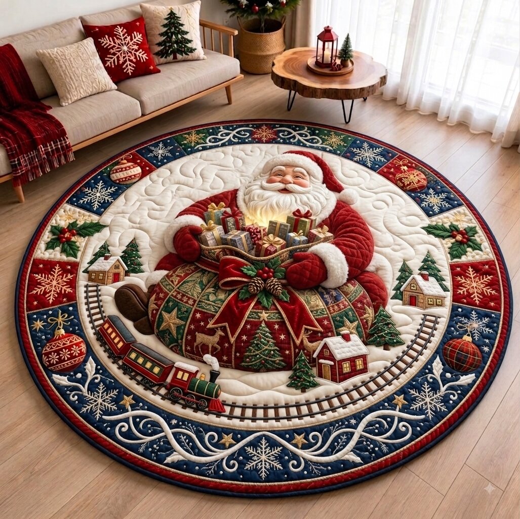 Santa Claus Secret Quilted Round Mat GFTONPT174