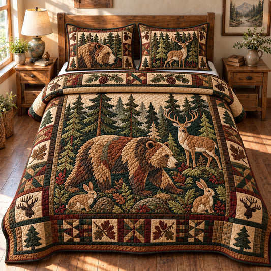 Rustic Woodland Harmony 3-Piece Quilted Bedding Set GFTONPT1771