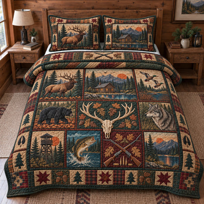 Rustic Woodland Retreat 3-Piece Quilted Bedding Set GFTONPT1772