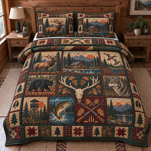 Rustic Woodland Retreat 3-Piece Quilted Bedding Set GFTONPT1772