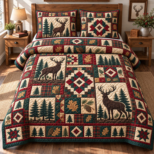 Rustic Woodland Heritage 3-Piece Quilted Bedding Set GFTONPT1774