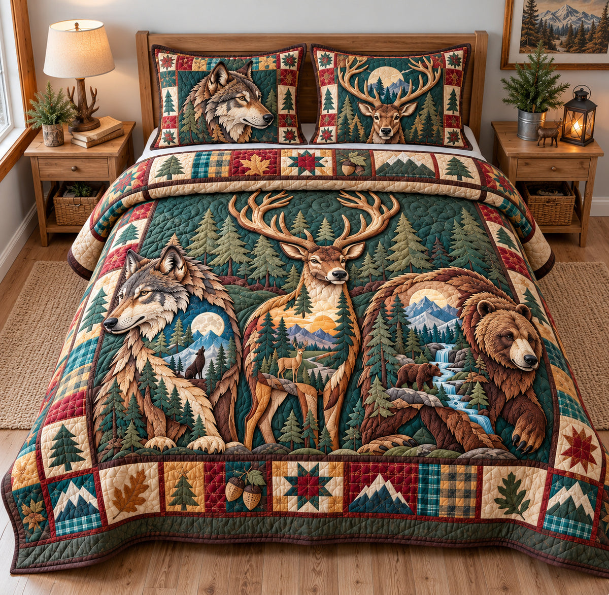 Rustic Woodland Escape 3-Piece Quilted Bedding Set GFTONPT1775