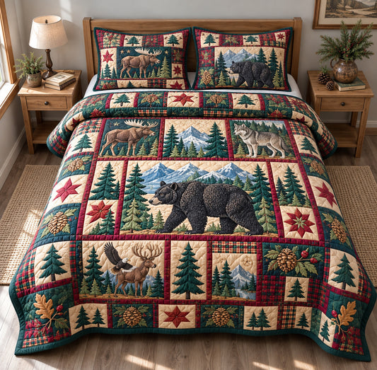 Rustic Woodland Serenity 3-Piece Quilted Bedding Set GFTONPT1776
