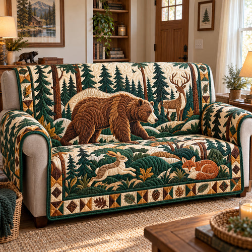 Rustic Woodland Legends Quilted Sofa Cover GFTONPT1777