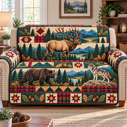 Rustic Woodland Trails Quilted Sofa Cover GFTONPT1781