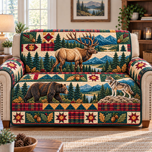 Rustic Woodland Trails Quilted Sofa Cover GFTONPT1781