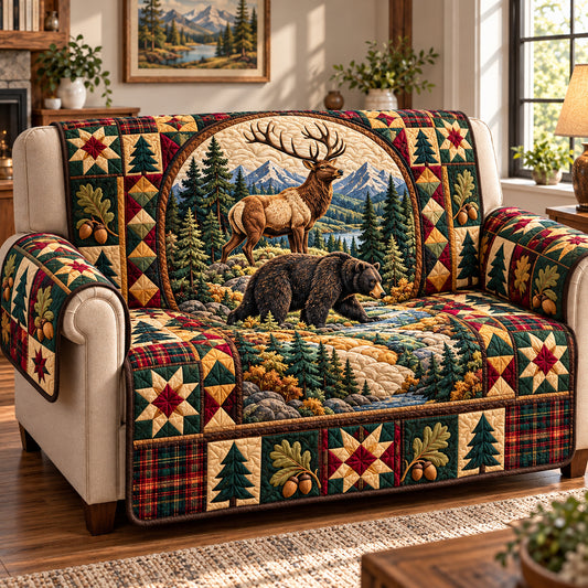 Rustic Woodland Treasures Quilted Sofa Cover GFTONPT1782