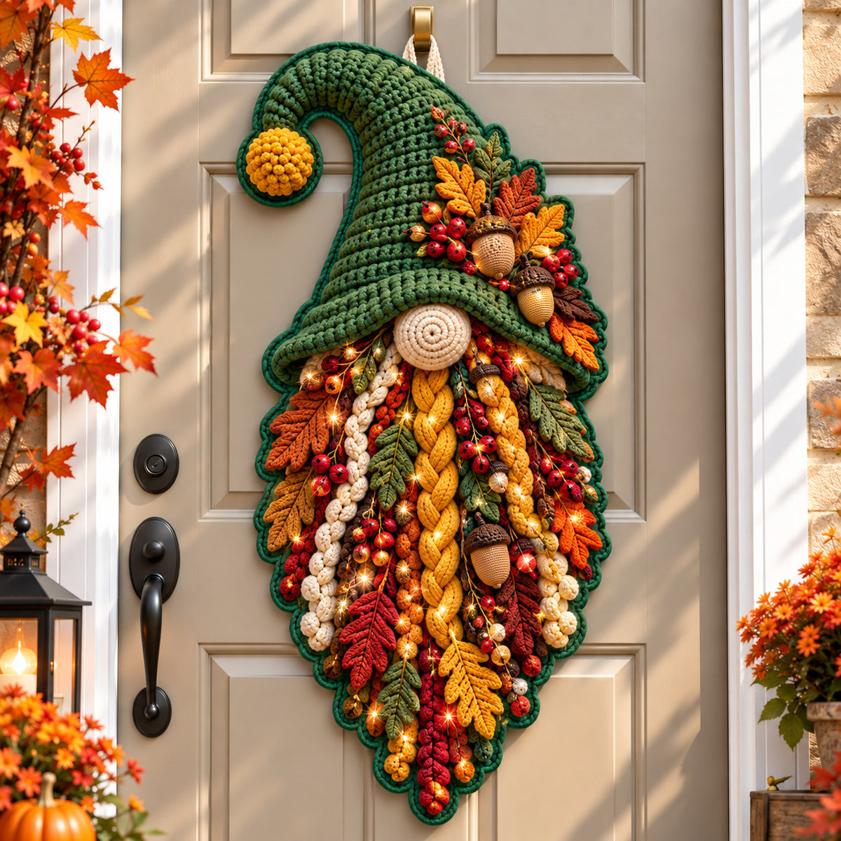 Autumn Gnomes Magic Custom Shape Quilted Door Hanger GFTONPT1790