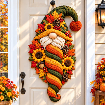 Autumn Gnomes Whimsy Custom Shape Quilted Door Hanger GFTONPT1791