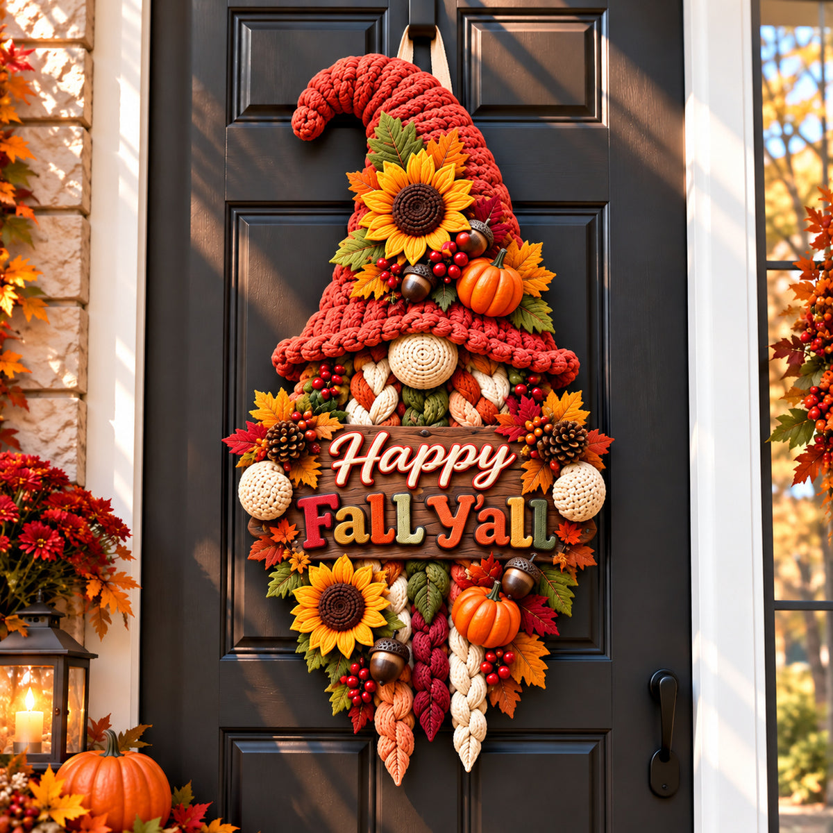 Autumn Gnomes Blessings Custom Shape Quilted Door Hanger GFTONPT1794